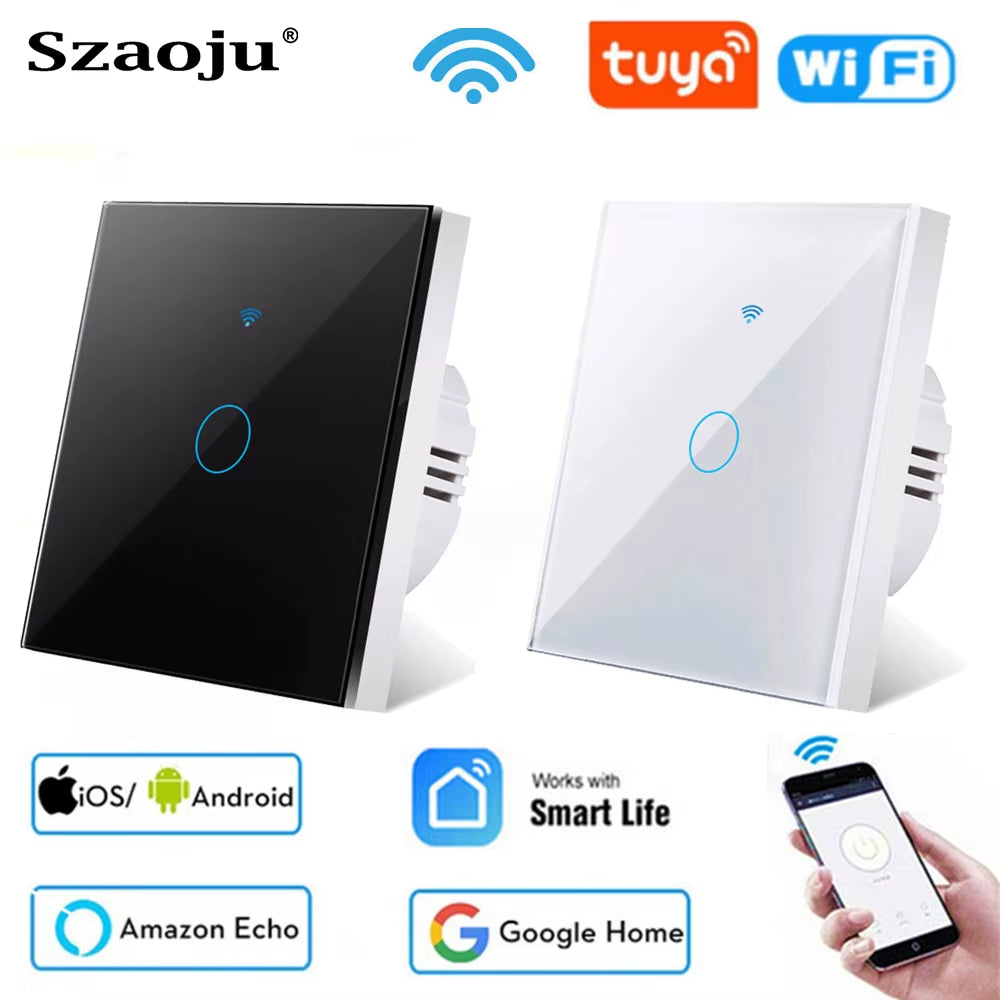 Tuya Wifi Touch Switch Light Wall Smart Switch Universal for EU Smart Home Life Alexa Google Home 433RF Remote 1/2/3Gang