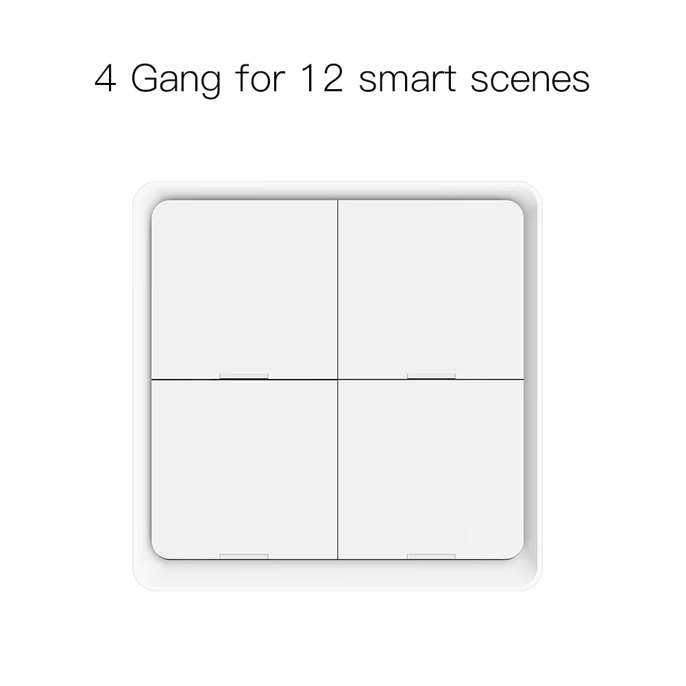 4 Gang Tuya Zigbee Wireless 12 Scene Switch Push Button Controller Battery Powered Automation Scenario for Tuya Devices