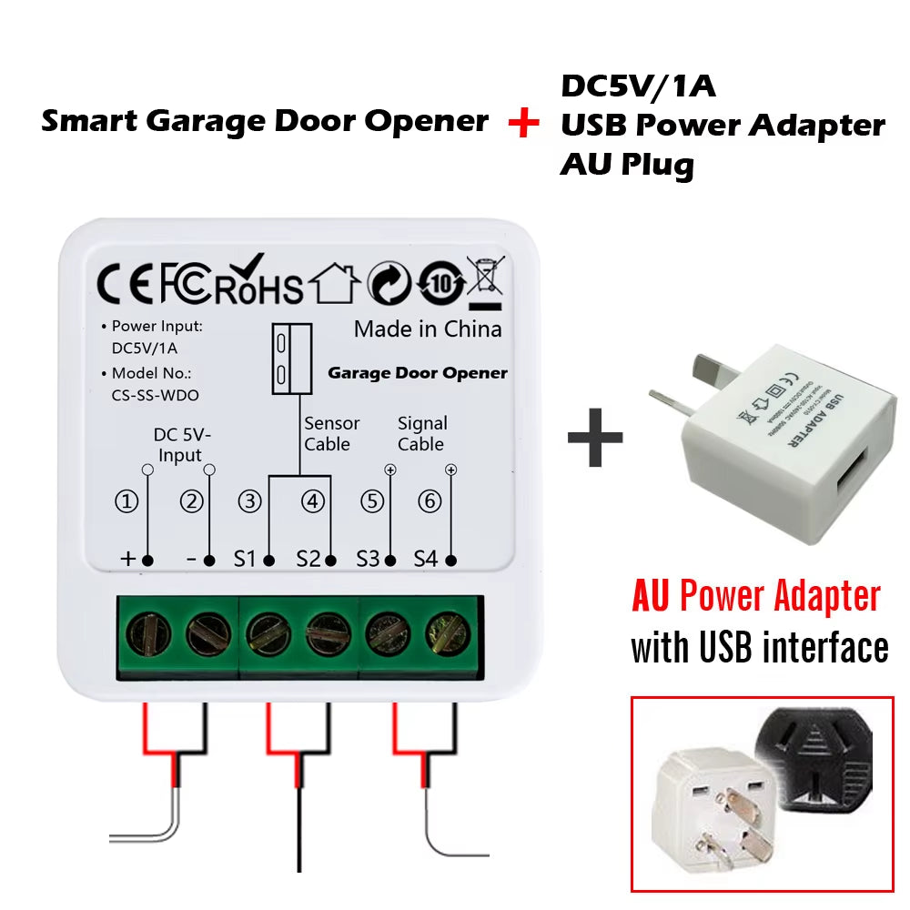 Wifi Smart Garage Door Opener Tuya App Remote Control Module Switch Works with Alexa Google Assistant Siri Shortcut