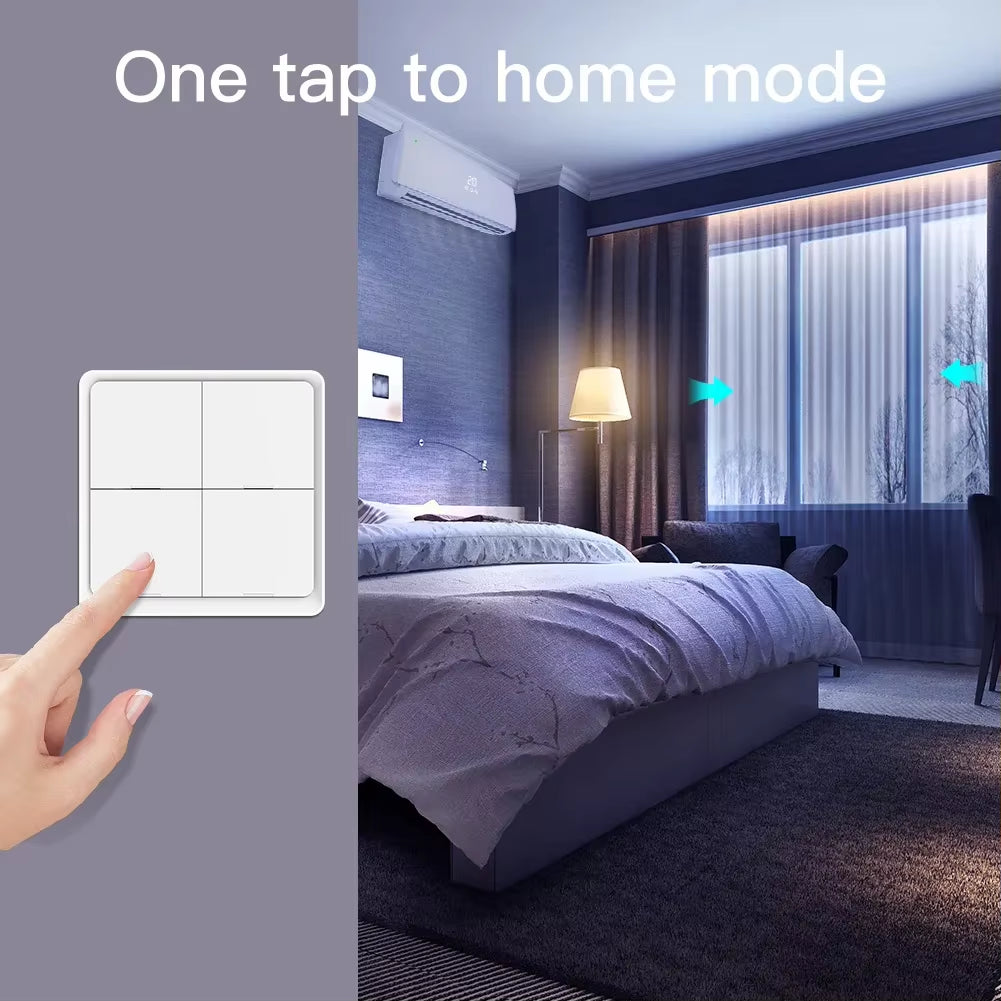 4 Gang Tuya Zigbee Wireless 12 Scene Switch Push Button Controller Battery Powered Automation Scenario for Tuya Devices
