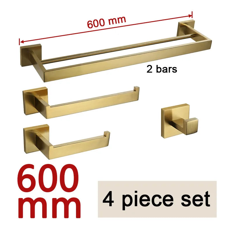 Gold Brushed Bathroom Accessories Hardware Towel Bar Rail Toilet Paper Holder Towel Rack Hook Soap Dish Toilet Brush