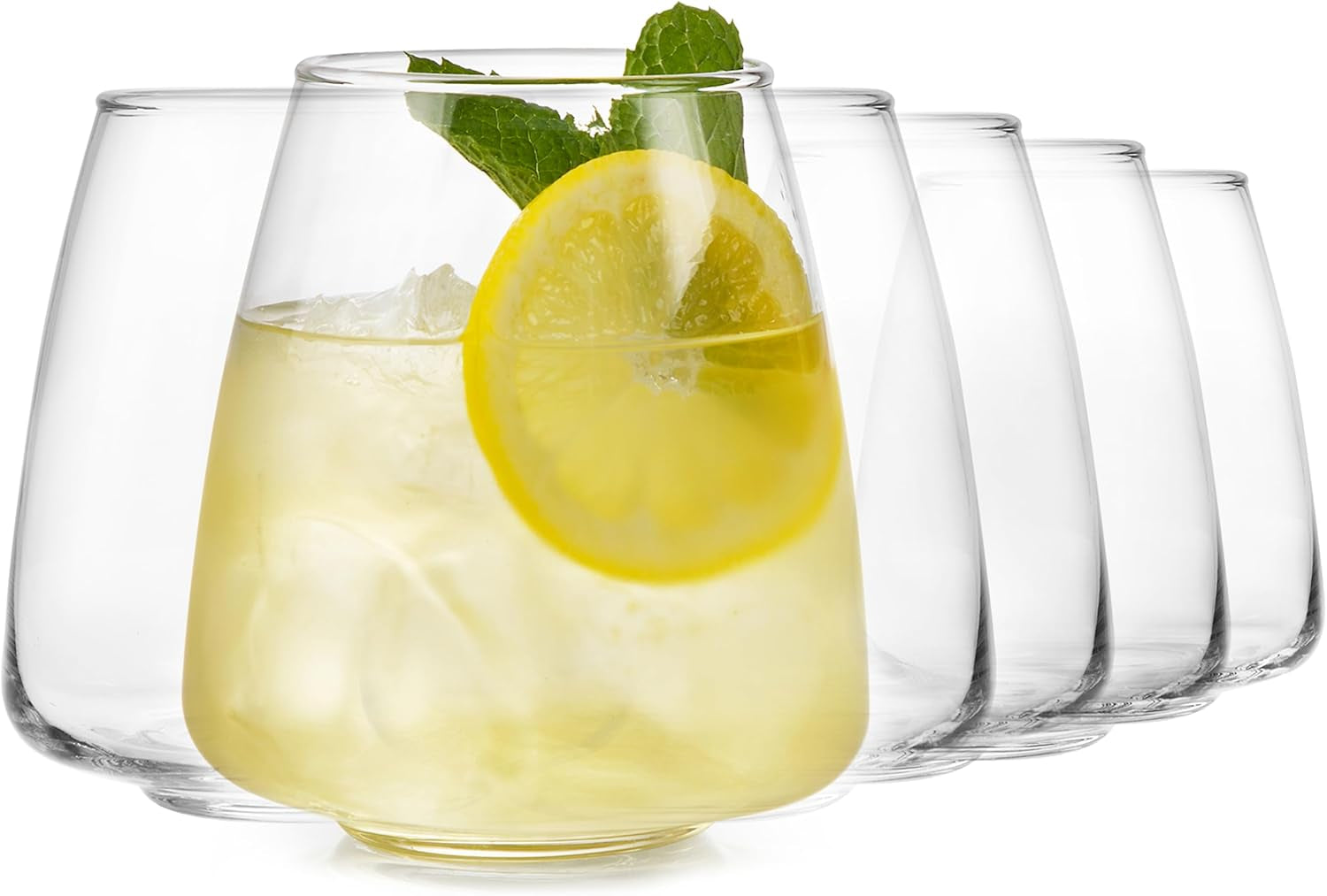 Libbey Stemless 12-Piece Wine Glass Party Set for Red and White Wines