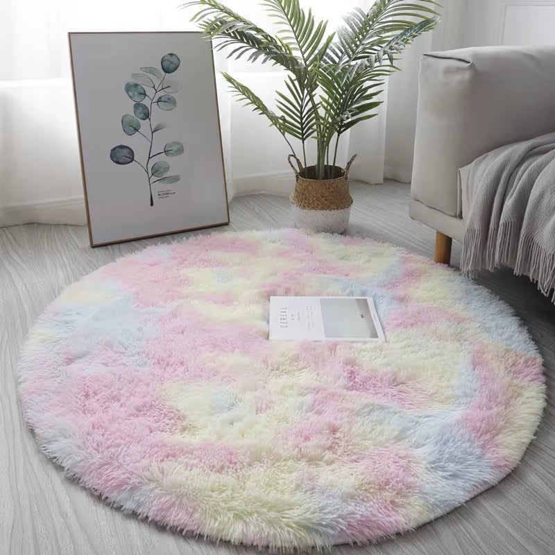 Super Soft Plush round Rug Mat Fluffy White Carpets for Living Room Home Decor Bedroom Kid Room Decoration Salon Thick Pile Rug