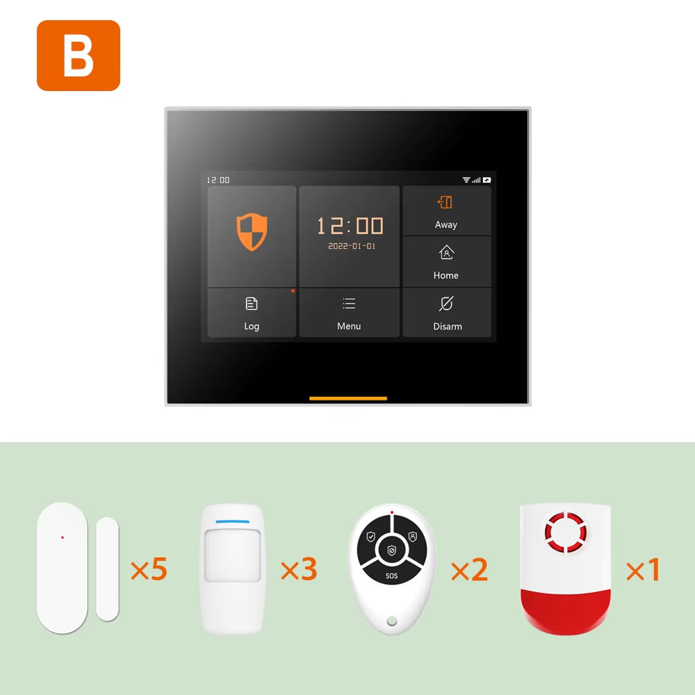 Wireless 4G Home Security Alarm System 433Mhz Smart Wifi Burglar Alarm with Tuya Solar Siren Support 200 Accessories