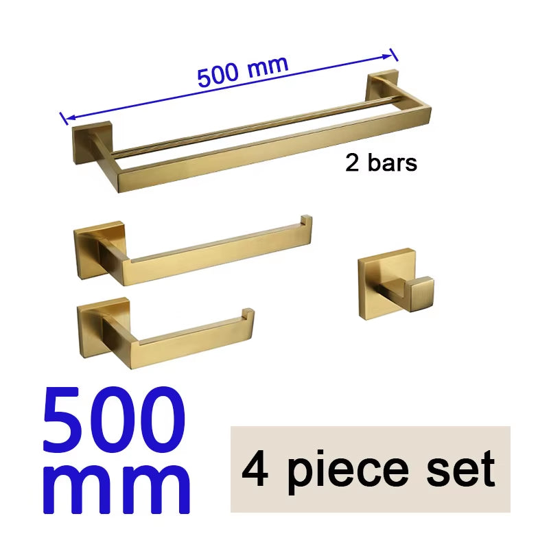 Gold Brushed Bathroom Accessories Hardware Towel Bar Rail Toilet Paper Holder Towel Rack Hook Soap Dish Toilet Brush