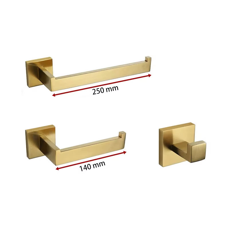 Gold Brushed Bathroom Accessories Hardware Towel Bar Rail Toilet Paper Holder Towel Rack Hook Soap Dish Toilet Brush