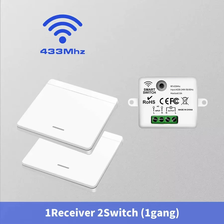Wireless Light Switch 433Mhz Remote Control 1/2/3Gang Interruptor Wall Smart Lighting Switch 10A 110V 220V for Lamp LED