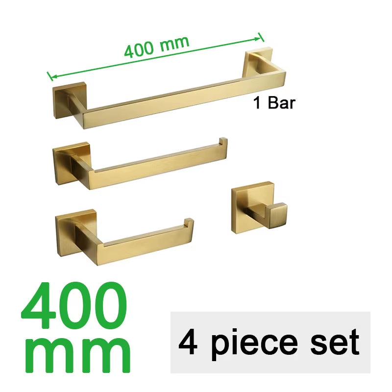 Gold Brushed Bathroom Accessories Hardware Towel Bar Rail Toilet Paper Holder Towel Rack Hook Soap Dish Toilet Brush