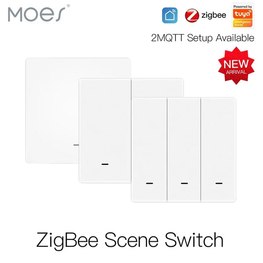 Tuya Zigbee Wireless 9 Scene Switch Push Button Battery Powered Transmitter Smart Life App Automation 1/2/3 Gang