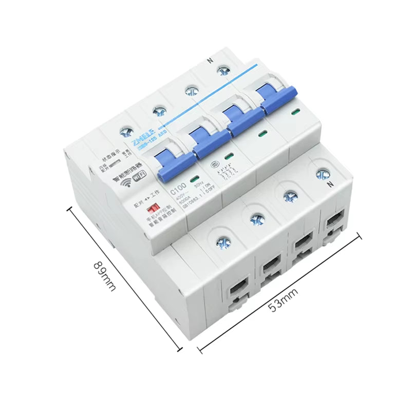 Tuya Smart ZMB9-100 Wifi Smart Circuit Breaker Switch ZMB9 25A 40A 63A 80A 100A 230V 400V 1/2/3/4 Pins P Support Alexa Google