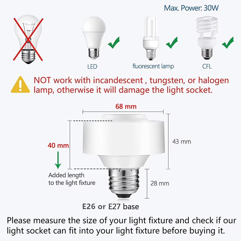 Tuya Smart Zigbee 3.0 Led Bulb Socket Lamp Adapter Holder E27 Works with Google Home Alexa Echo Remote Control on off DIY MQTT