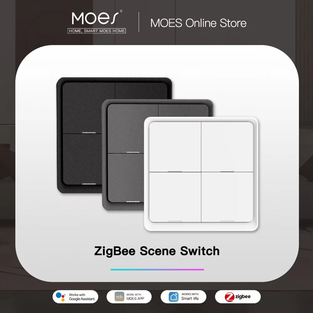 4 Gang Tuya Zigbee Wireless 12 Scene Switch Push Button Controller Battery Powered Automation Scenario for Tuya Devices