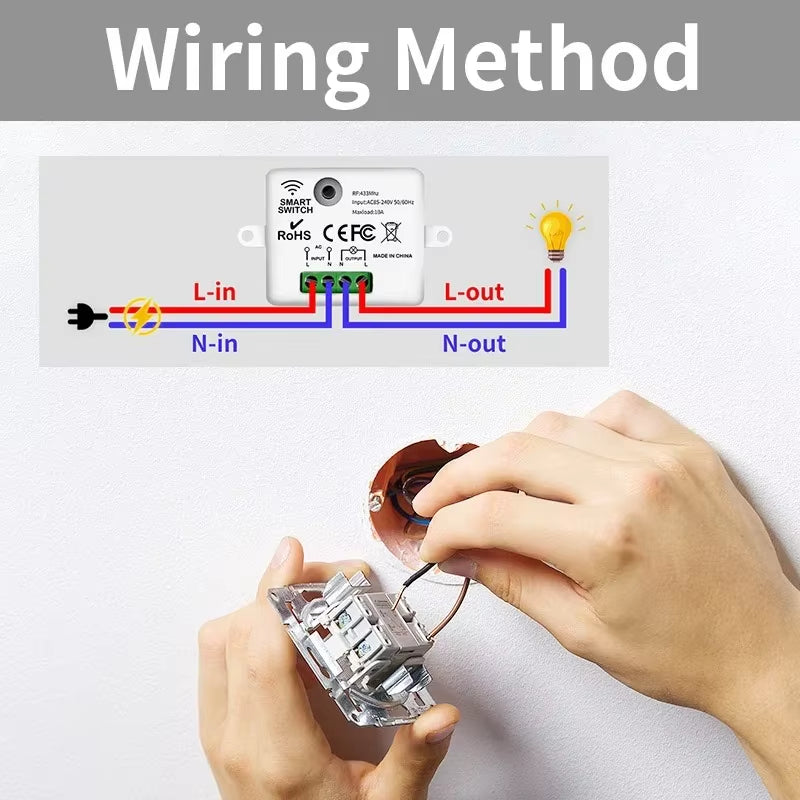 Wireless Light Switch 433Mhz Remote Control 1/2/3Gang Interruptor Wall Smart Lighting Switch 10A 110V 220V for Lamp LED