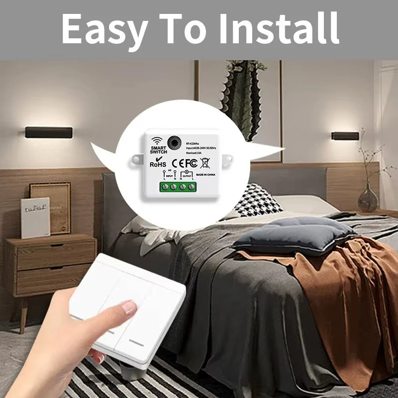 Wireless Light Switch 433Mhz Remote Control 1/2/3Gang Interruptor Wall Smart Lighting Switch 10A 110V 220V for Lamp LED