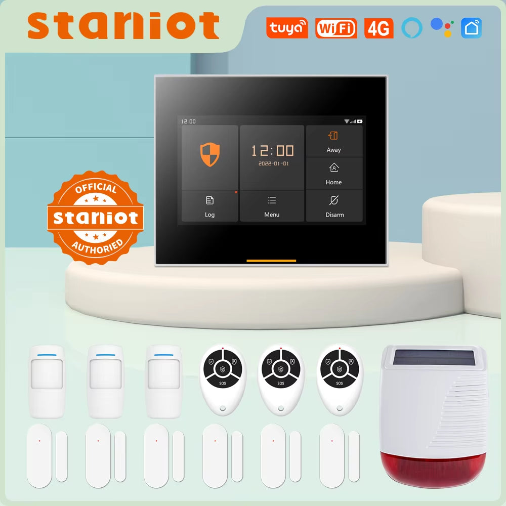 Wireless 4G Home Security Alarm System 433Mhz Smart Wifi Burglar Alarm with Tuya Solar Siren Support 200 Accessories