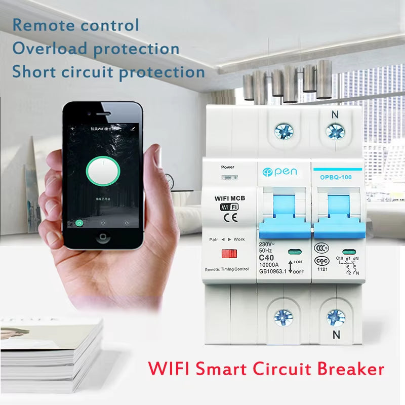 Tuya Smart ZMB9-100 Wifi Smart Circuit Breaker Switch ZMB9 25A 40A 63A 80A 100A 230V 400V 1/2/3/4 Pins P Support Alexa Google