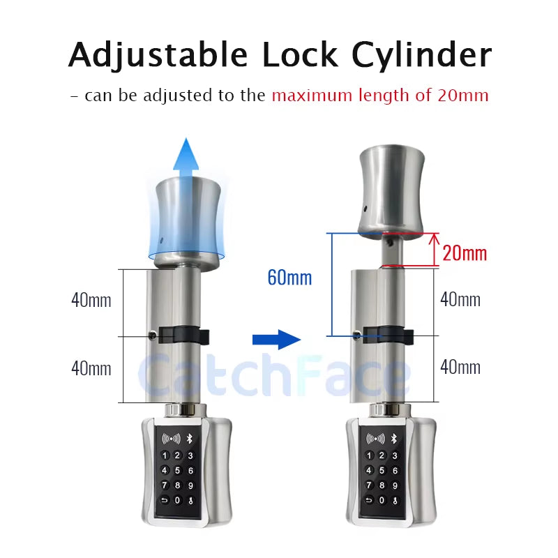 Ttlock Bluetooh Cylinder Smart Lock Remote Control Keyless Electronic Door Lock APP Wifi Digital Code RFID Card Lock