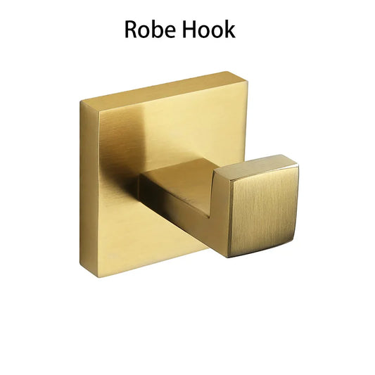 Gold Brushed Bathroom Accessories Hardware Towel Bar Rail Toilet Paper Holder Towel Rack Hook Soap Dish Toilet Brush