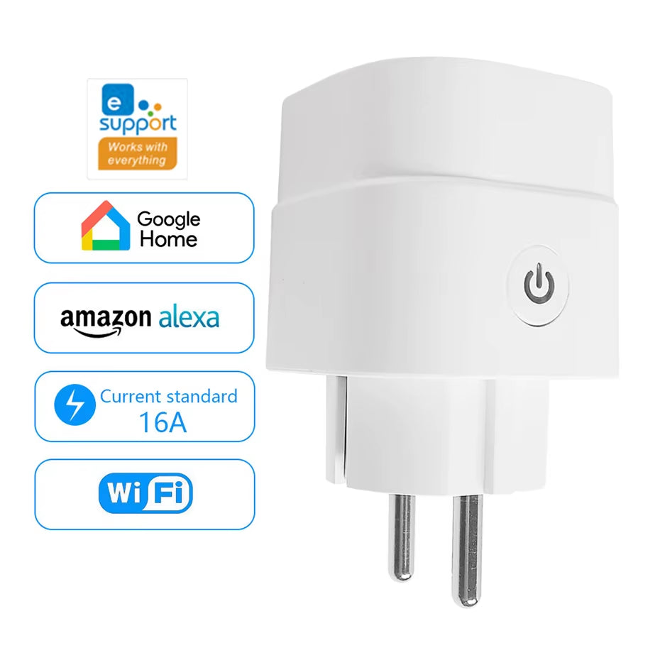 Wifi Smart Plug Sockets 16A EU Plug Tuya Smart Life APP Work with Alexa Google Home Smart-Home Automation EU UK Plug Yandex