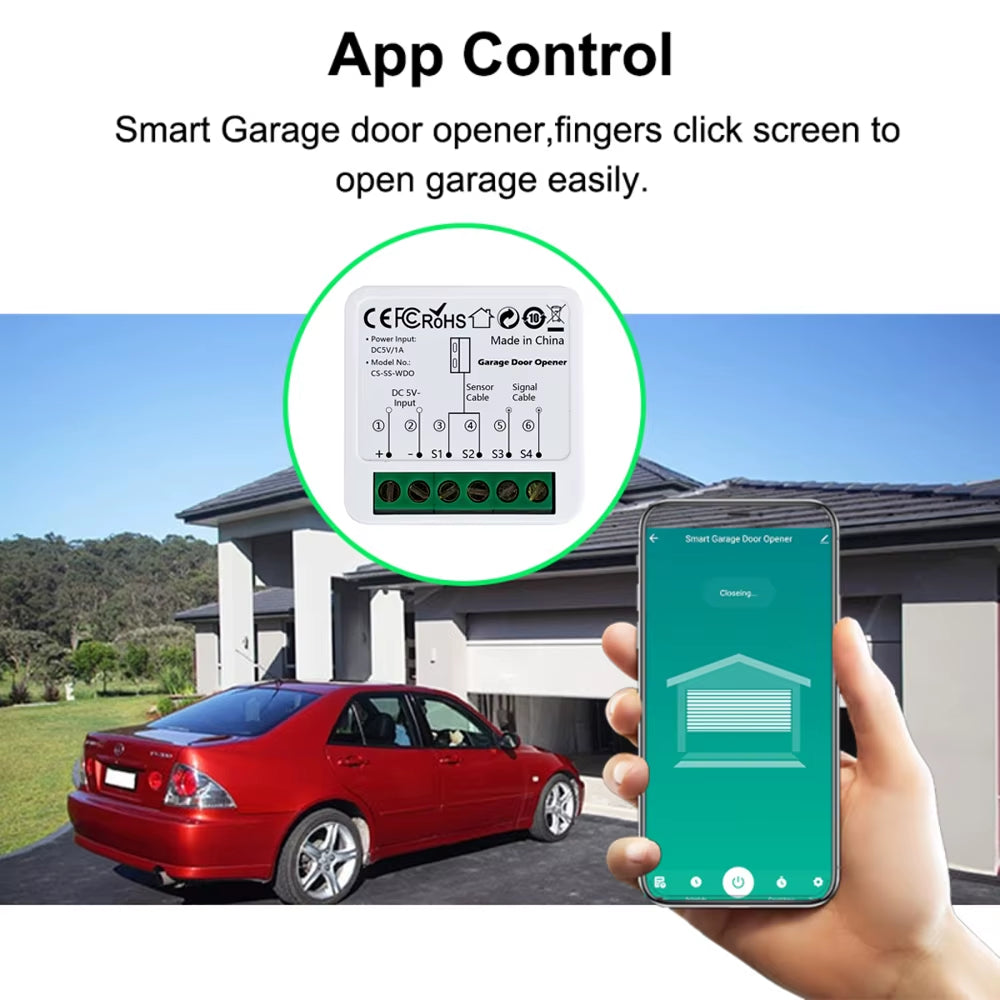 Wifi Smart Garage Door Opener Tuya App Remote Control Module Switch Works with Alexa Google Assistant Siri Shortcut