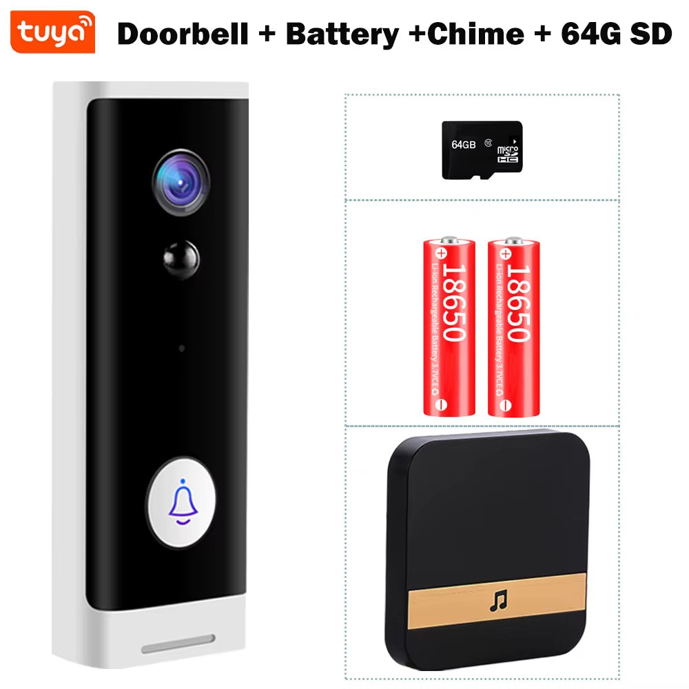 Wifi Video Doorbell Camera Tuya Smart Home Wireless Door Bell 1080P Battery Door Phone Alexa Camera Mini Intercom Apartment