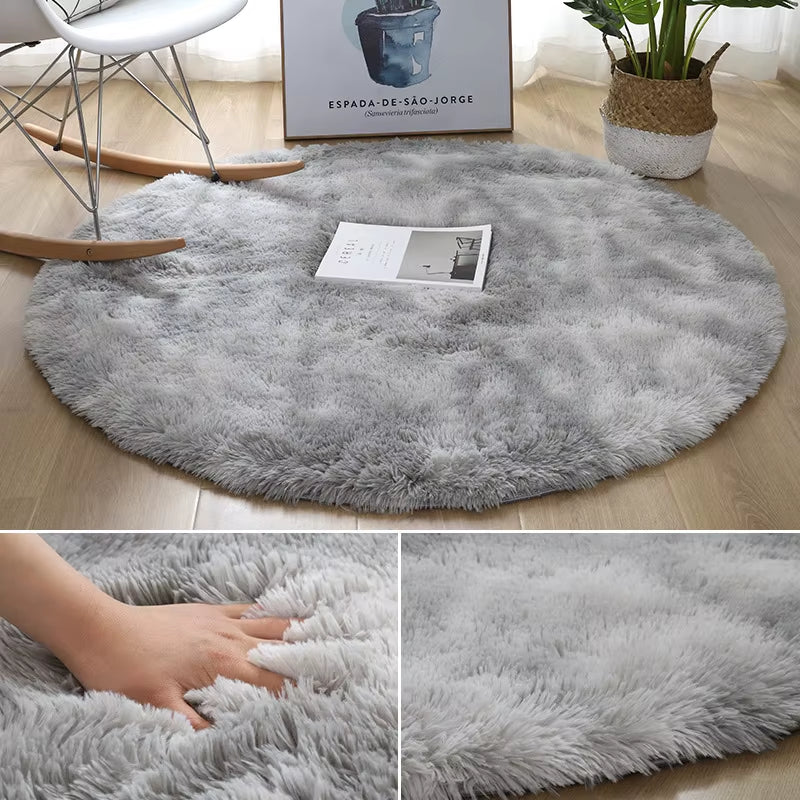 Super Soft Plush round Rug Mat Fluffy White Carpets for Living Room Home Decor Bedroom Kid Room Decoration Salon Thick Pile Rug