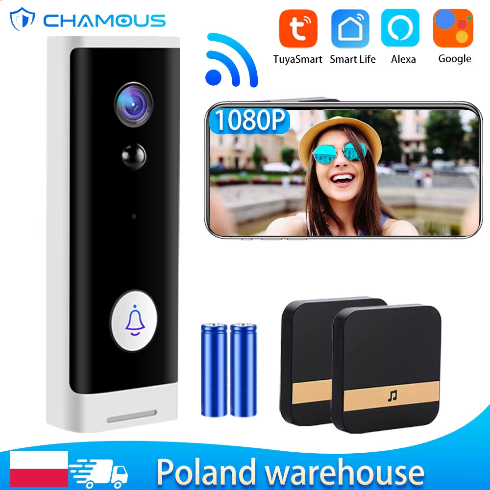 Wifi Video Doorbell Camera Tuya Smart Home Wireless Door Bell 1080P Battery Door Phone Alexa Camera Mini Intercom Apartment