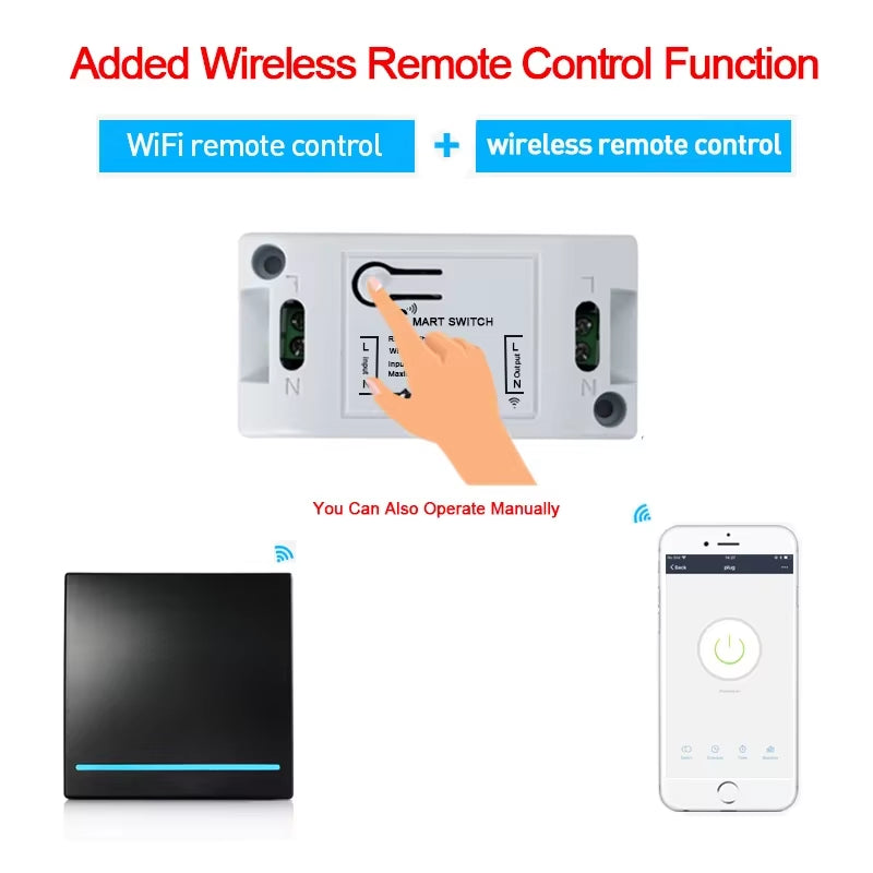 RF Wifi Switch RF 433Mhz 10A/2200W Wireless Switch 86 Type On/Off Switch Panel 433Mhz RF Wifi Remote Control Transmitter
