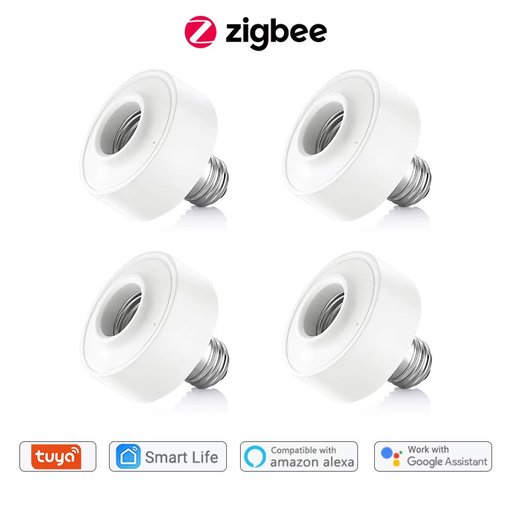 Tuya Smart Zigbee 3.0 Led Bulb Socket Lamp Adapter Holder E27 Works with Google Home Alexa Echo Remote Control on off DIY MQTT