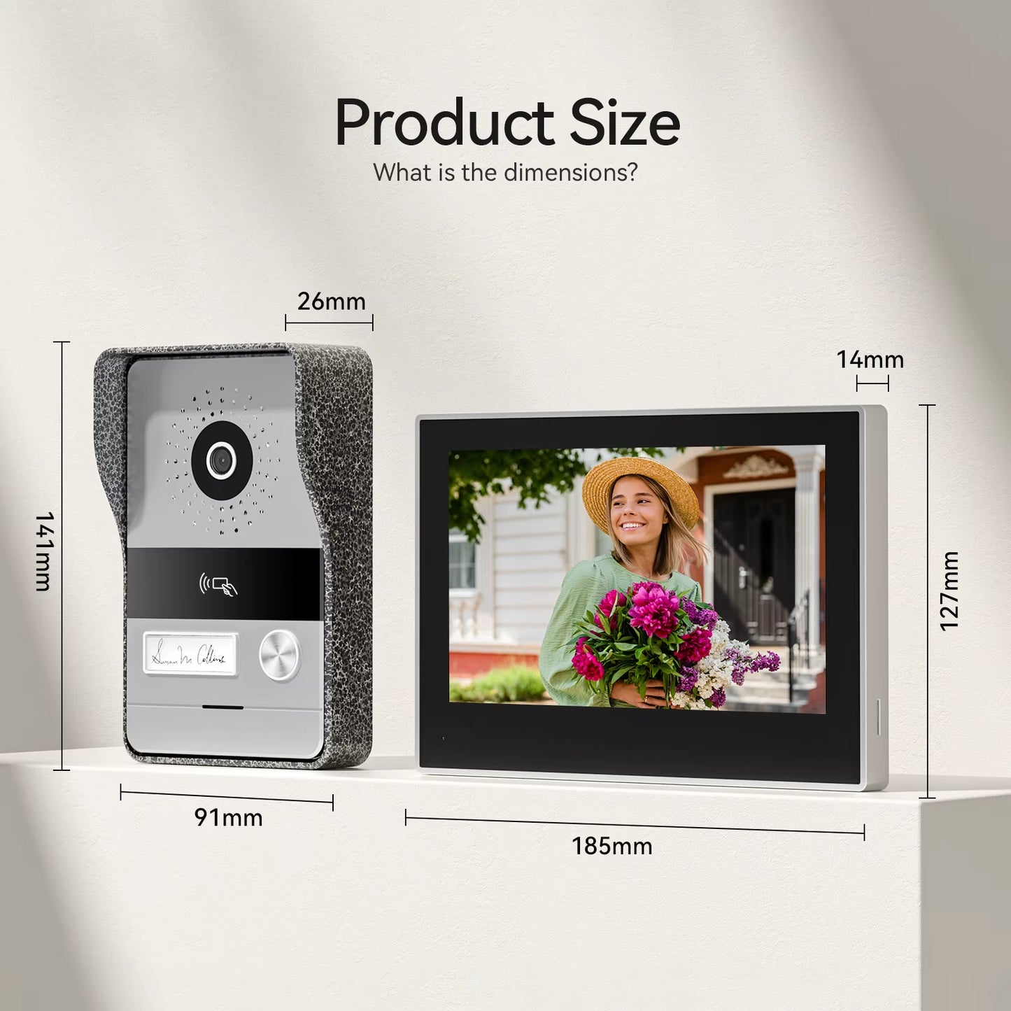 2-Wire  Wifi Video Doorphone Doorbell Intercom 7 Inch 1080P Touchscreen Monitor App/Swipe/Card 4In1 Unlock Tuya App