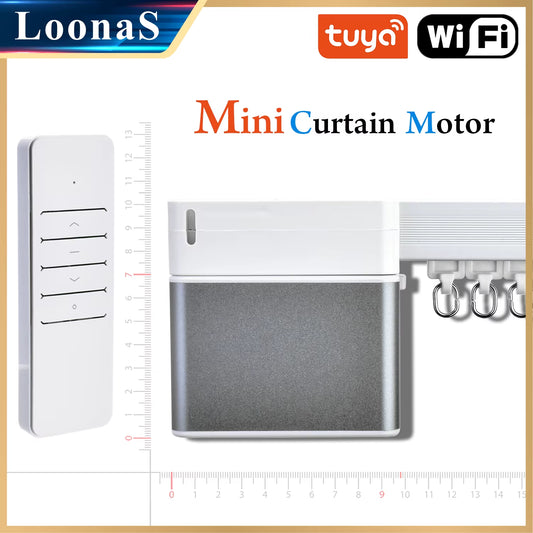 Tuya Wifi Smart Home Electric Mini Curtain Motor System Customized 1.3Mm Rail with RF Remote Support Alexa & Google Home