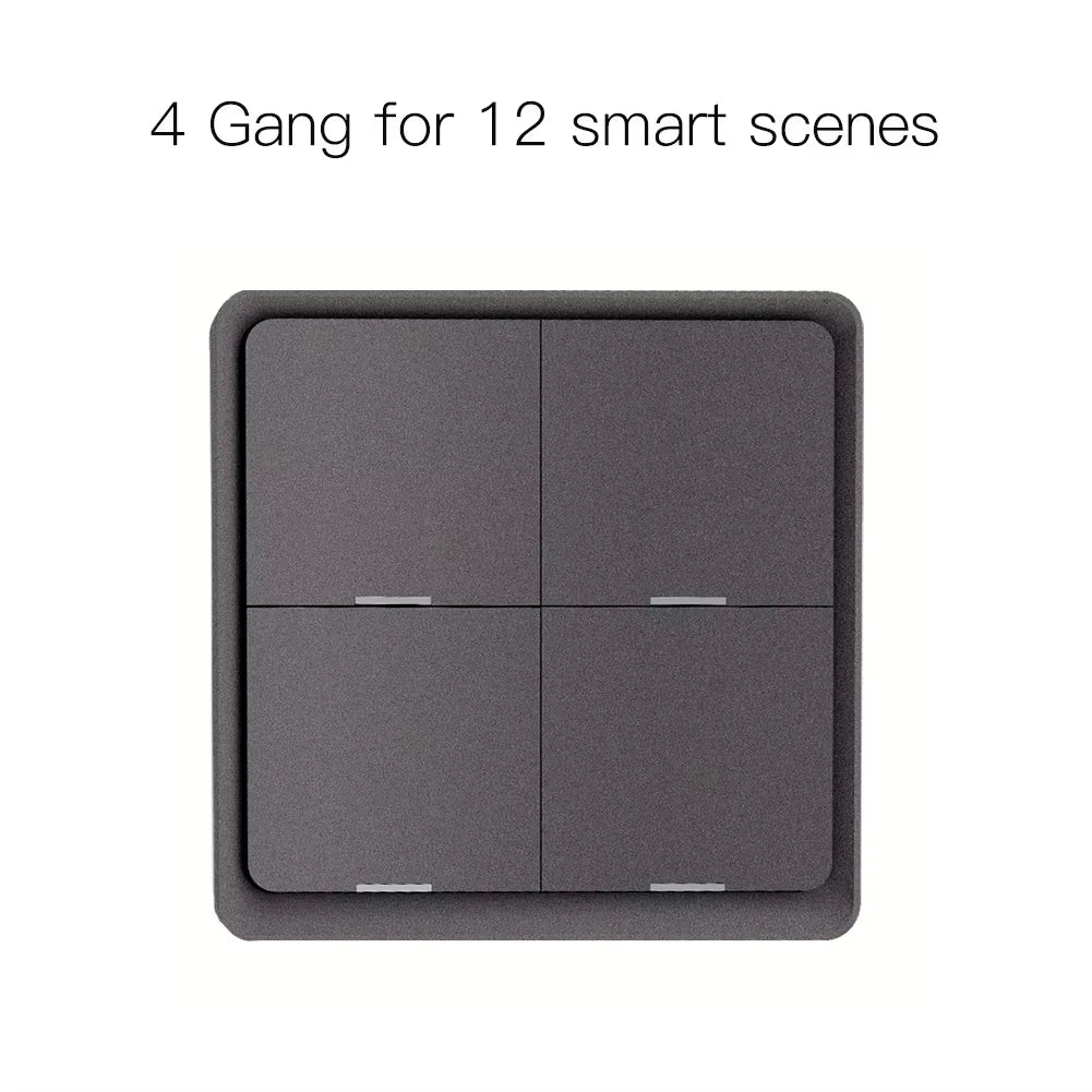 4 Gang Tuya Zigbee Wireless 12 Scene Switch Push Button Controller Battery Powered Automation Scenario for Tuya Devices