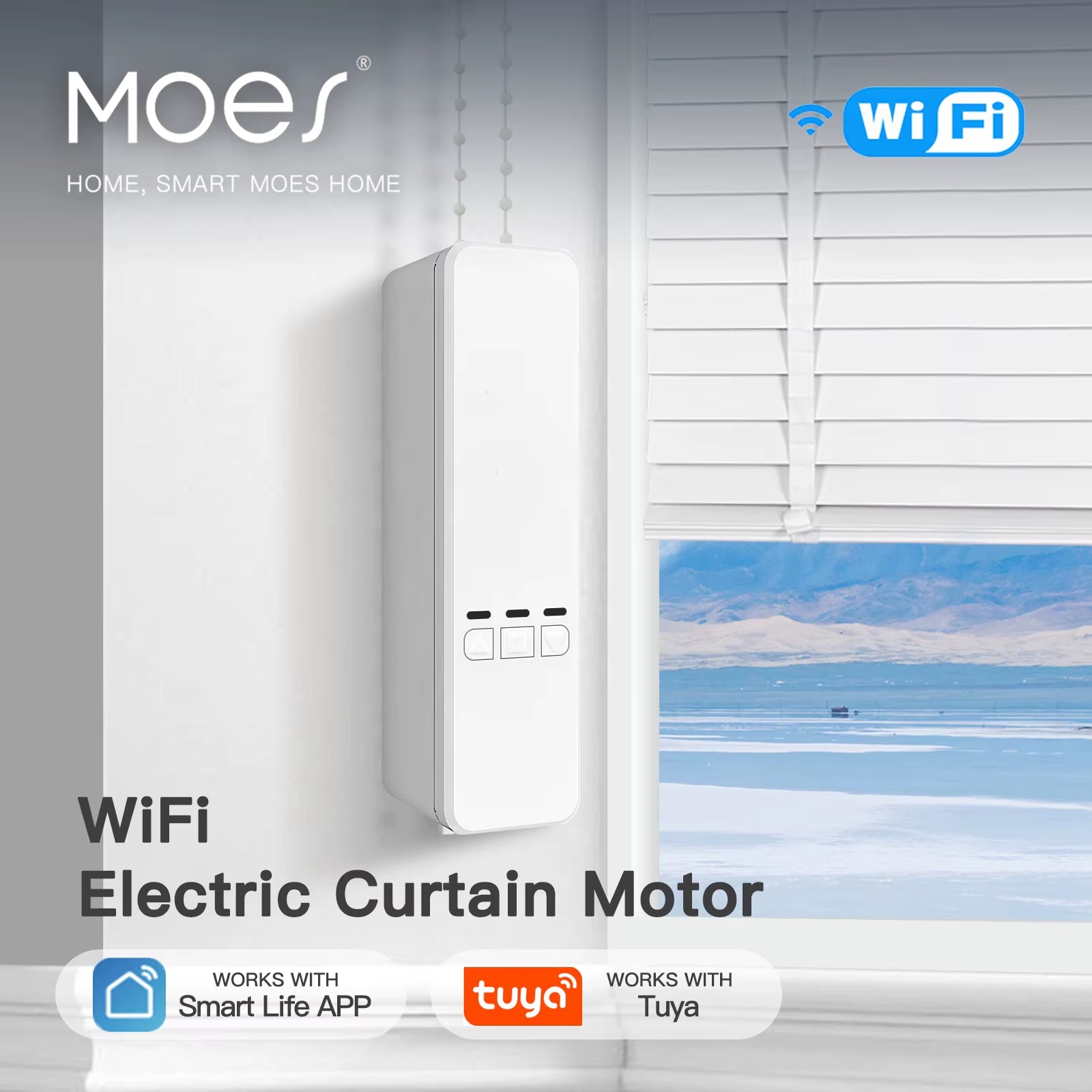 Tuya Wifi Smart Motor Electric Chain Roller Blinds Shade Shutter Drive RF Remote Kit Smart Life App via Alexa/Google