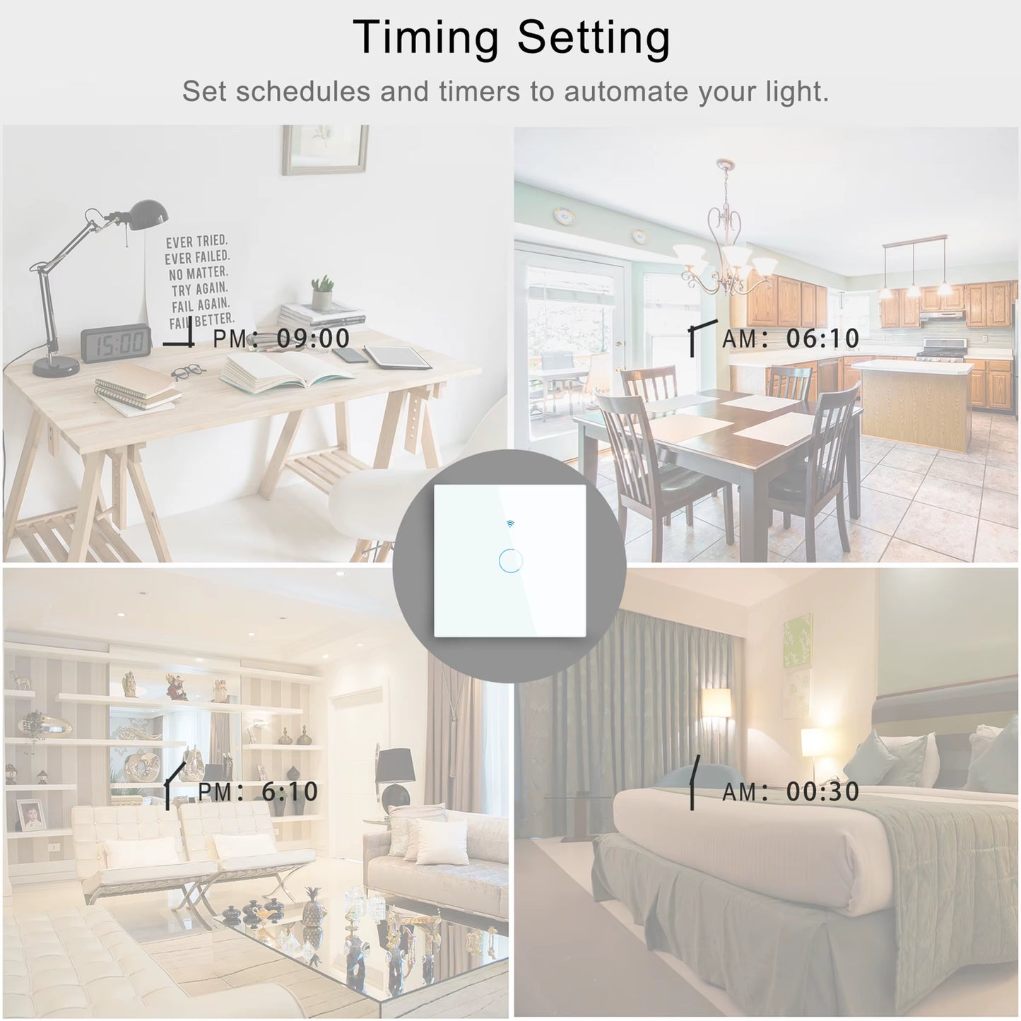 Tuya Wifi Touch Switch Light Wall Smart Switch Universal for EU Smart Home Life Alexa Google Home 433RF Remote 1/2/3Gang