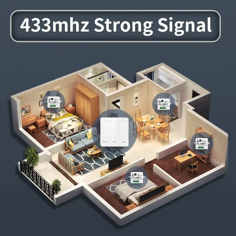 Wireless Light Switch 433Mhz Remote Control 1/2/3Gang Interruptor Wall Smart Lighting Switch 10A 110V 220V for Lamp LED