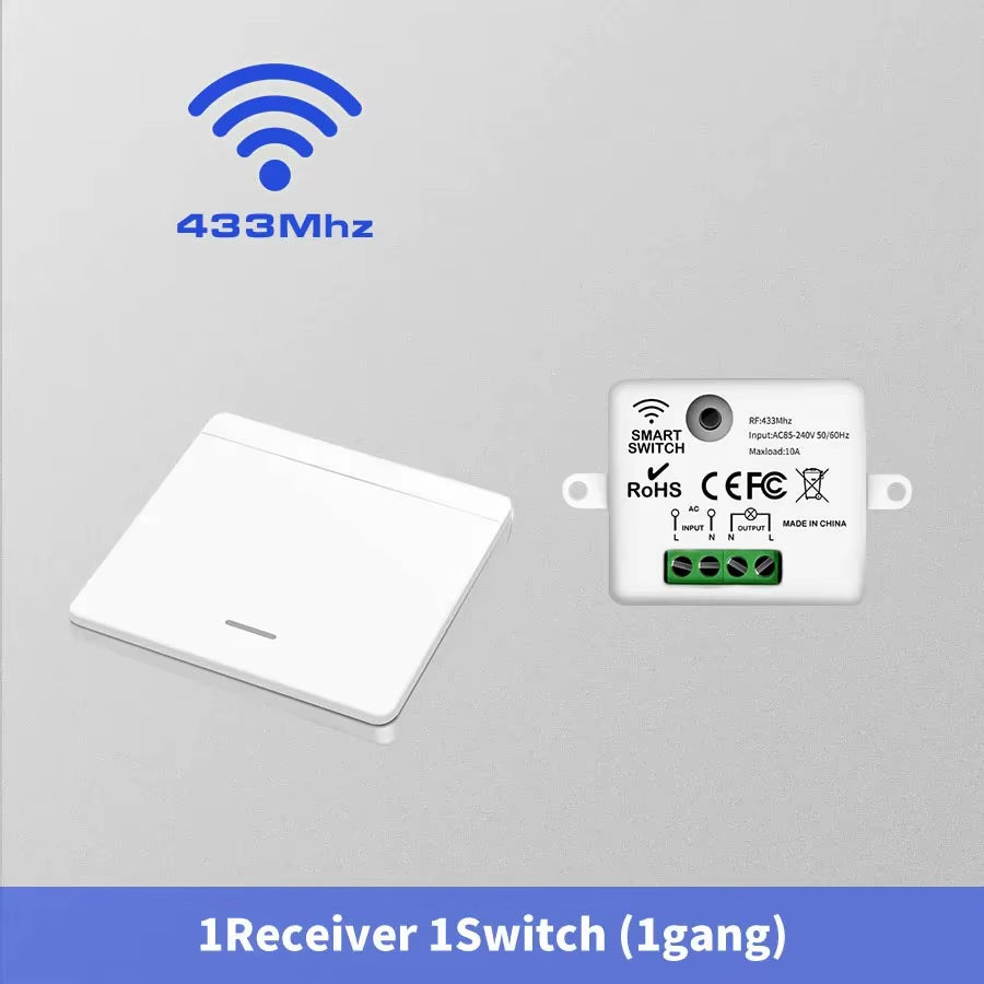 Wireless Light Switch 433Mhz Remote Control 1/2/3Gang Interruptor Wall Smart Lighting Switch 10A 110V 220V for Lamp LED