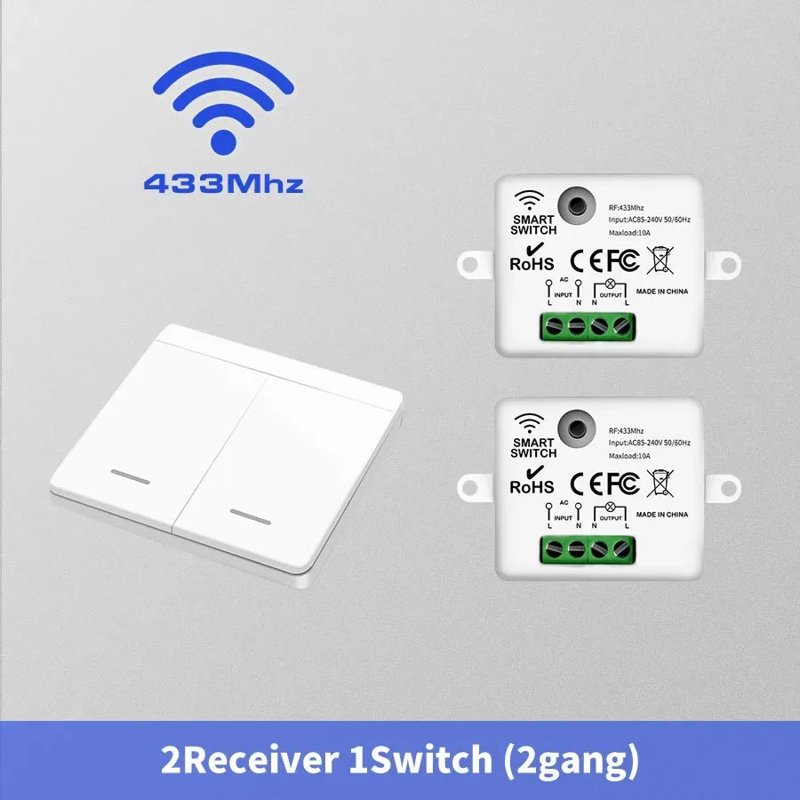 Wireless Light Switch 433Mhz Remote Control 1/2/3Gang Interruptor Wall Smart Lighting Switch 10A 110V 220V for Lamp LED