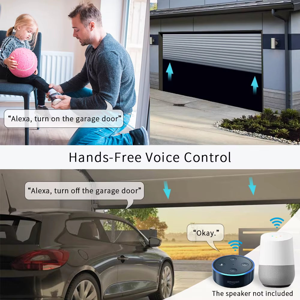 Wifi Smart Garage Door Opener Tuya App Remote Control Module Switch Works with Alexa Google Assistant Siri Shortcut
