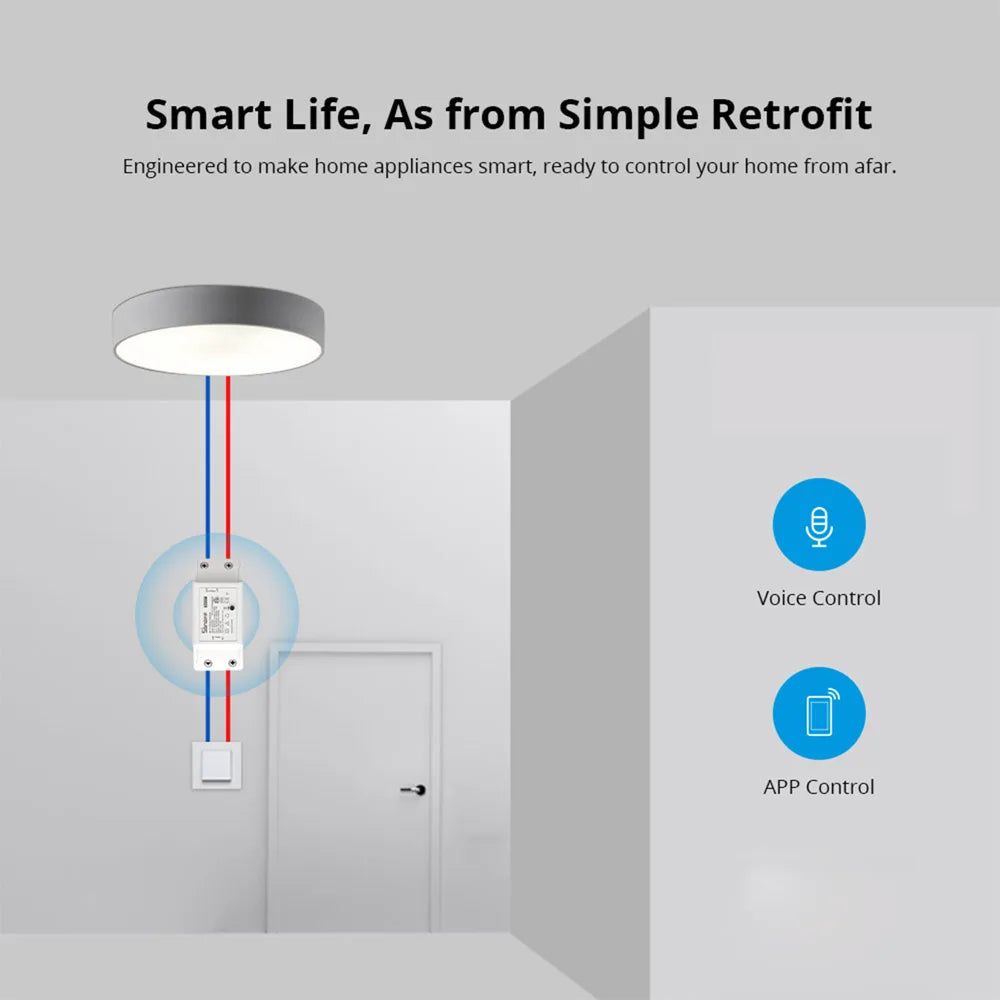 Basic R2 R4 Wifi DIY Interruptor Smart Switch Remote Controller Smart Home Ewelink Control Work with Alexa Google Home