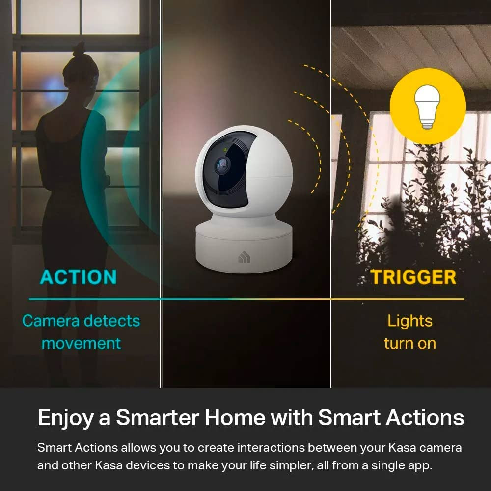 Kasa EC70 Indoor Pan/Tilt Smart Security Camera - 1080P HD with Night Vision, Motion Detection, Cloud & SD Card Storage, Compatible with Alexa & Google Home, White