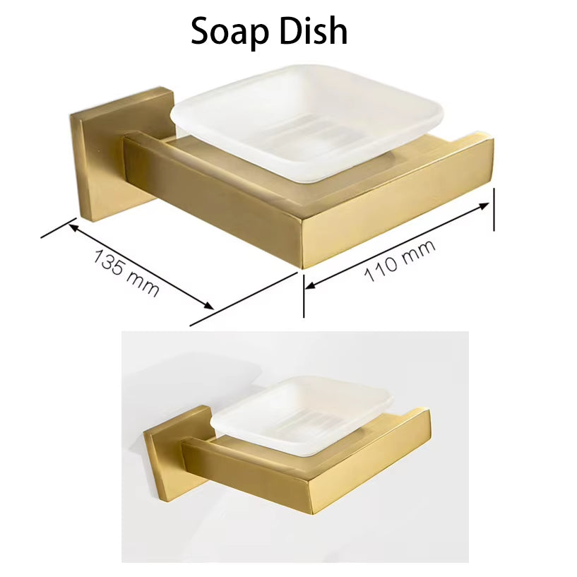 Gold Brushed Bathroom Accessories Hardware Towel Bar Rail Toilet Paper Holder Towel Rack Hook Soap Dish Toilet Brush