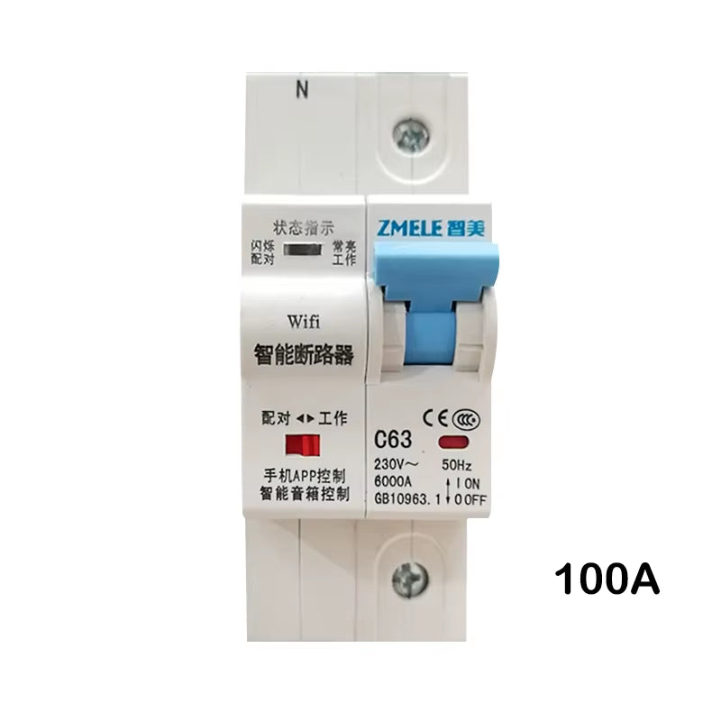 Tuya Smart ZMB9-100 Wifi Smart Circuit Breaker Switch ZMB9 25A 40A 63A 80A 100A 230V 400V 1/2/3/4 Pins P Support Alexa Google