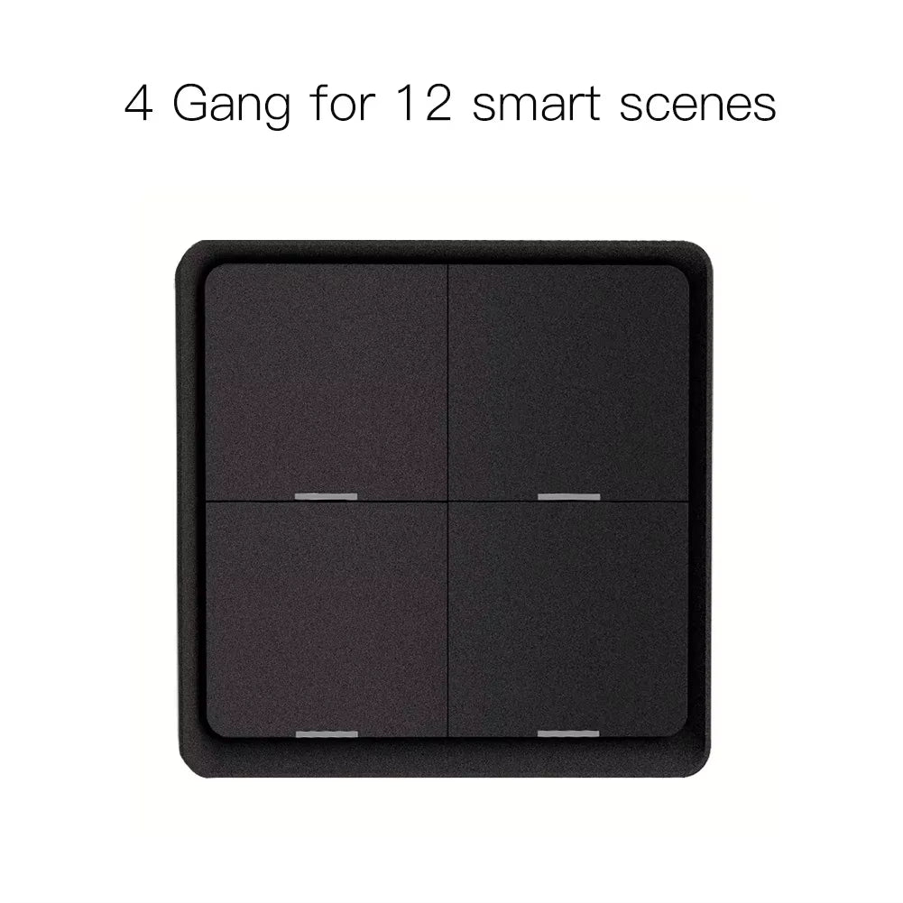 4 Gang Tuya Zigbee Wireless 12 Scene Switch Push Button Controller Battery Powered Automation Scenario for Tuya Devices
