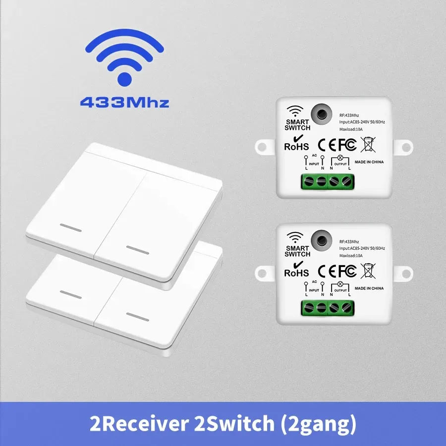 Wireless Light Switch 433Mhz Remote Control 1/2/3Gang Interruptor Wall Smart Lighting Switch 10A 110V 220V for Lamp LED