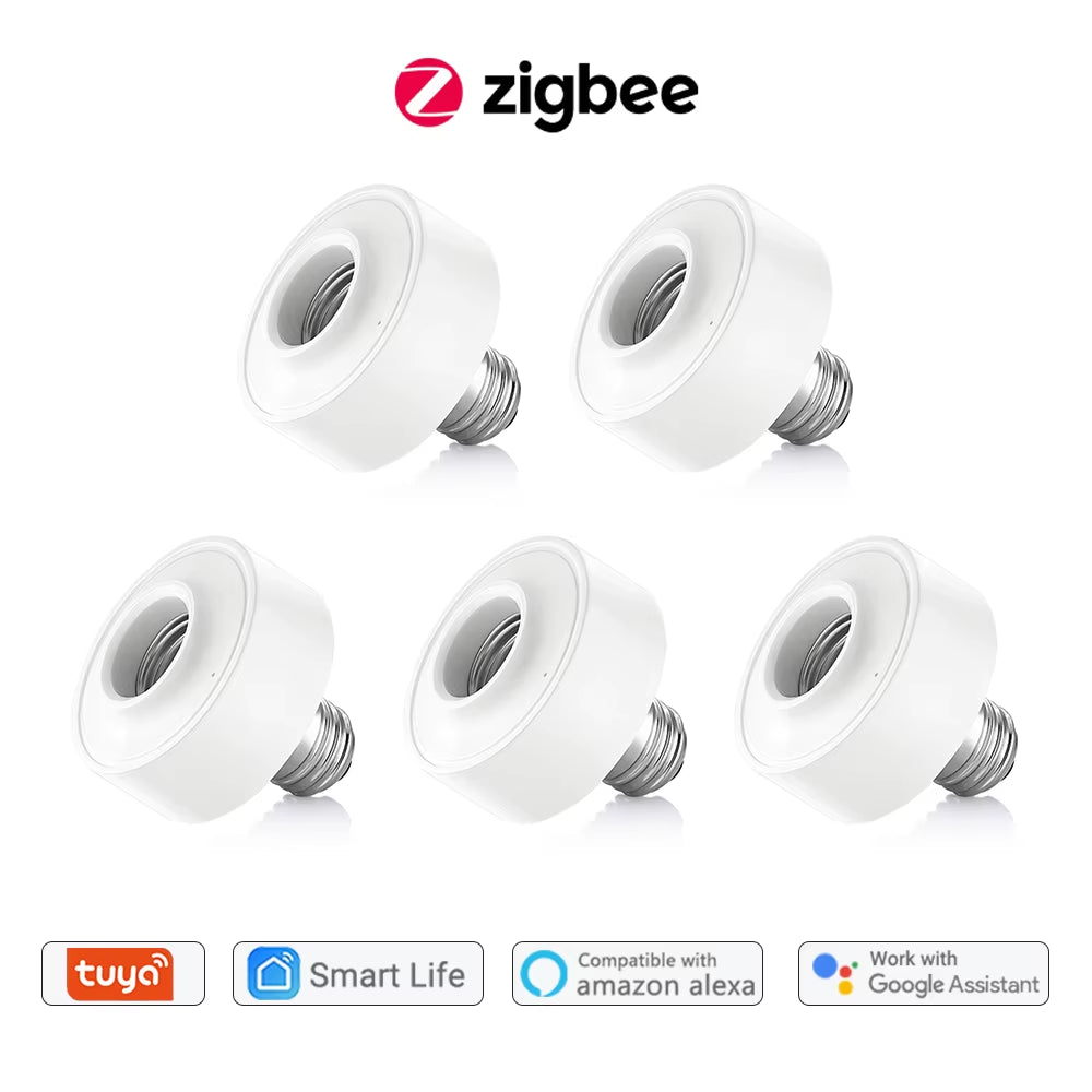 Tuya Smart Zigbee 3.0 Led Bulb Socket Lamp Adapter Holder E27 Works with Google Home Alexa Echo Remote Control on off DIY MQTT