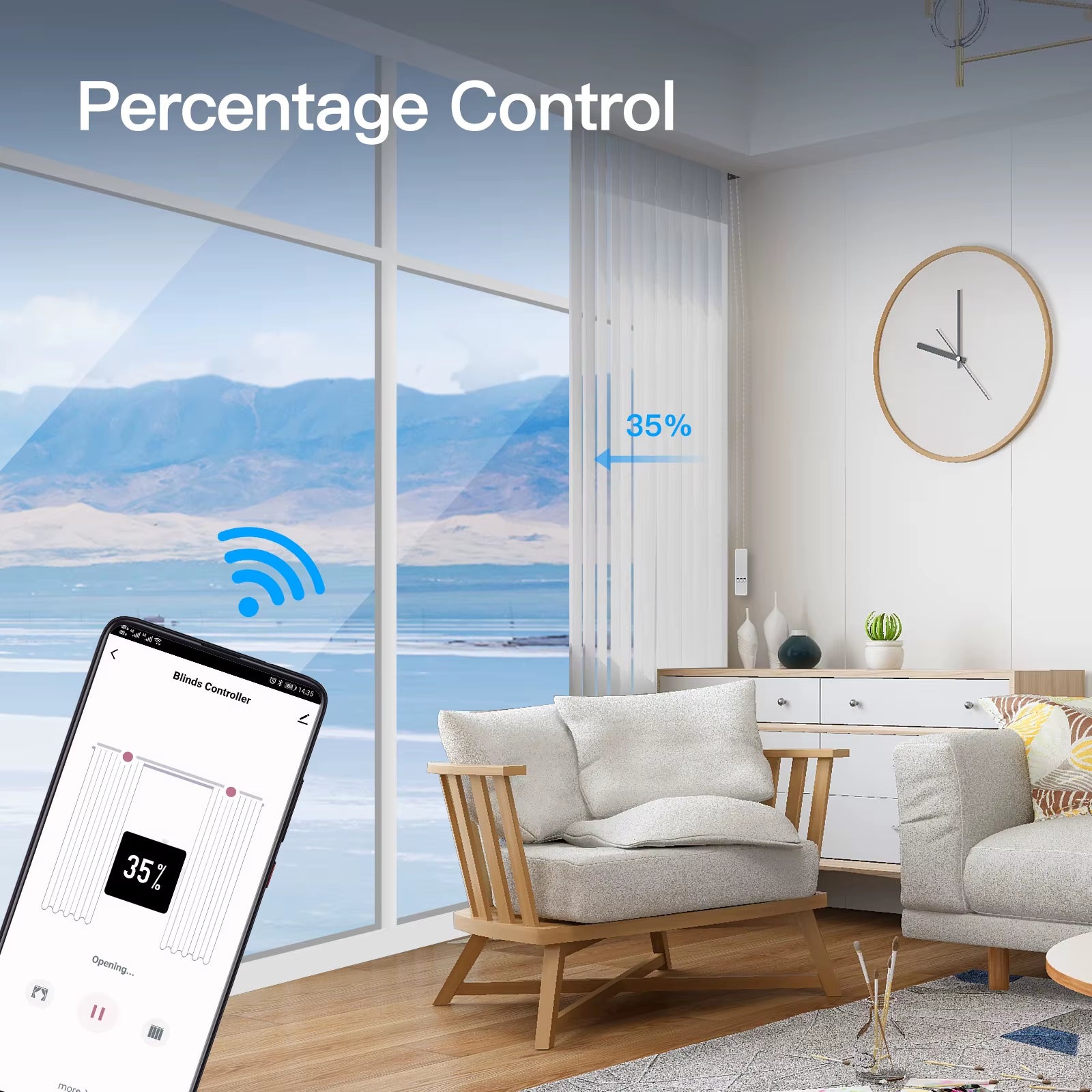 Tuya Wifi Smart Motor Electric Chain Roller Blinds Shade Shutter Drive RF Remote Kit Smart Life App via Alexa/Google