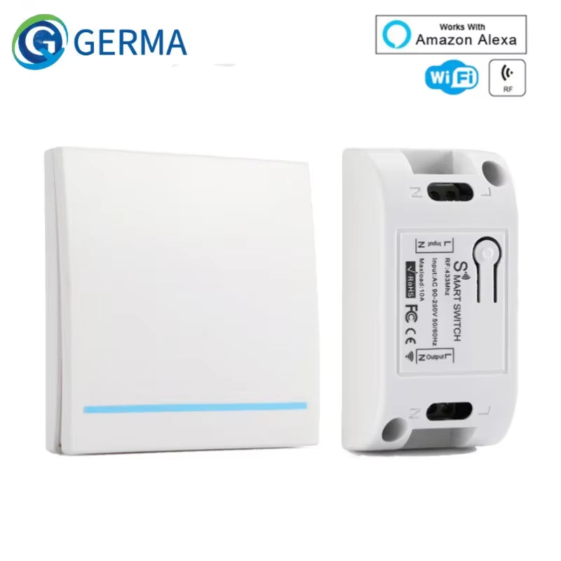 RF Wifi Switch RF 433Mhz 10A/2200W Wireless Switch 86 Type On/Off Switch Panel 433Mhz RF Wifi Remote Control Transmitter