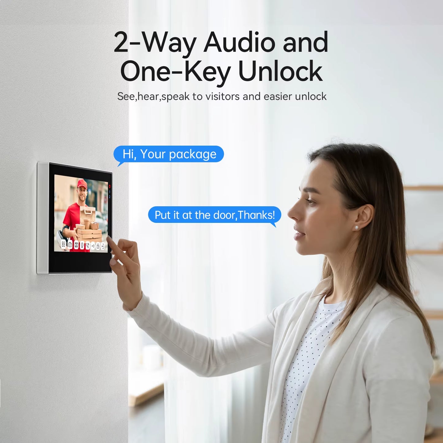 2-Wire  Wifi Video Doorphone Doorbell Intercom 7 Inch 1080P Touchscreen Monitor App/Swipe/Card 4In1 Unlock Tuya App