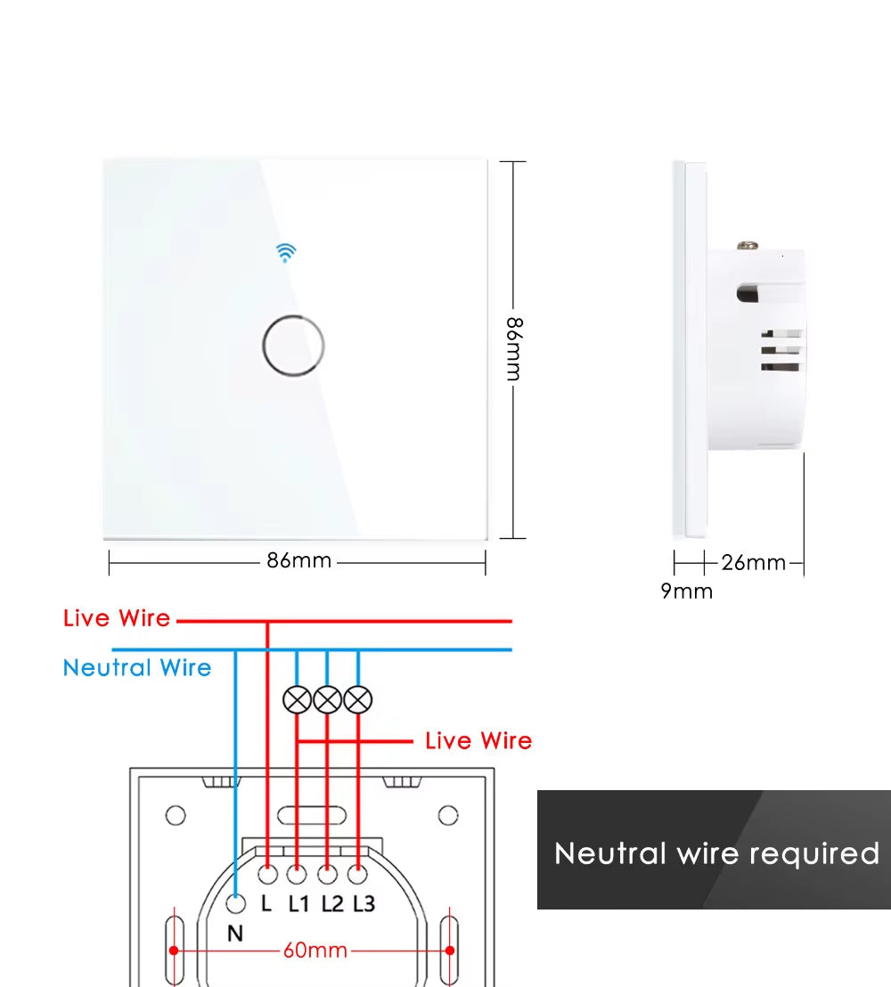 Tuya Wifi Touch Switch Light Wall Smart Switch Universal for EU Smart Home Life Alexa Google Home 433RF Remote 1/2/3Gang