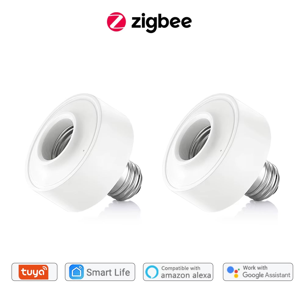 Tuya Smart Zigbee 3.0 Led Bulb Socket Lamp Adapter Holder E27 Works with Google Home Alexa Echo Remote Control on off DIY MQTT